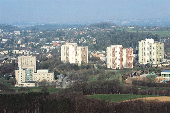 „Hochhäuser“ am Henkelshof und das Sana-Klinikum in Lennep